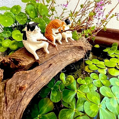 5 Pcs Cute Cat Fishing Figurines, Miniature Resin Ornaments for Fish Tank, Terrarium, Desk, Fairy Garden, Home Decor