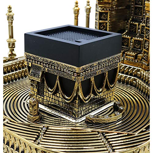 Modefa Islamic Table Decor – Kaba Clock Tower Replica with 99 Names of Allah & Car Hanger - Muslim Home Decor - Islamic Art Muslim Gifts for Ramadan, Eid Decoration - Gold (Large) - size: Large - 9in x 10.5in wide, 10.25in tall