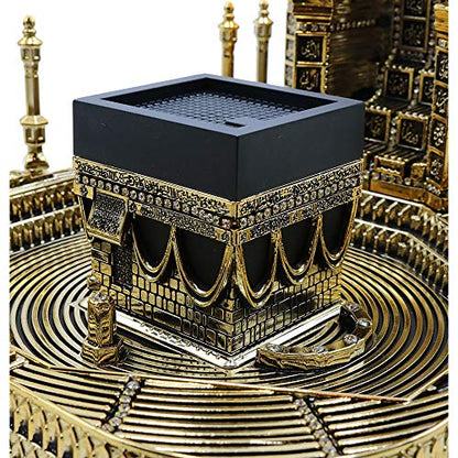Modefa Islamic Table Decor – Kaba Clock Tower Replica with 99 Names of Allah & Car Hanger - Muslim Home Decor - Islamic Art Muslim Gifts for Ramadan, Eid Decoration - Gold (Large) - size: Large - 9in x 10.5in wide, 10.25in tall