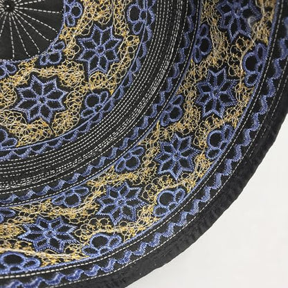 RUIXIA Men Boys Muslim Prayer Kufi Hat Skull Cap Embroidery Islam Kufi Headware takke Praying Beanie Hat Kofia Topi Hat - color: Blue/Gold/Black-adults