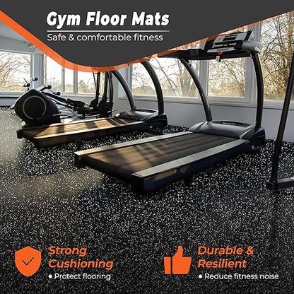 SUPERJARE 0.4'' Thick 6 Pcs 24 Sq Ft Rubber Top Exercise Equipment Mats, High Density EVA Foam Mats with Rubber Top, Interlocking Gym Flooring for Home Gym, Protective Workout Mat, Black/Grey - size: 6 Tiles (24 Sq Ft)