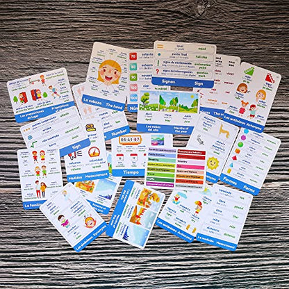 Spanish Vocabulary Cards for Kids & Adults Beginners - 276 Bilingual Study Cards 720 Words with Interactive Web Learning Portal: Native Audio, 4-Step Quizzes, Typing Games - Learning Resource