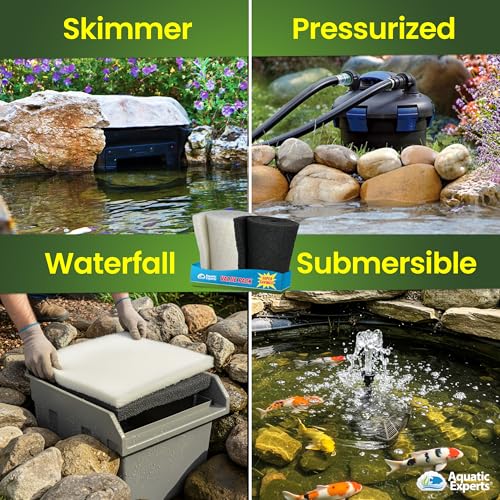 Aquatic Experts Classic Koi Pond Filter Pad Bundle – Fine & Coarse Bulk Roll Pond Filter Media, Ultra Durable Reusable Fish Pond Filter Material (Fine: 12" x 72", Coarse: 12" x 72") - size: 12” x 72”