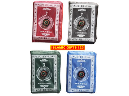 4 Pieces Portable Travel Prayer Mat with Compass, Waterproof Polyester Prayer Rug, Muslim Travel Prayer Mat, for Ramadan Gifts (60cm×100cm) (4)