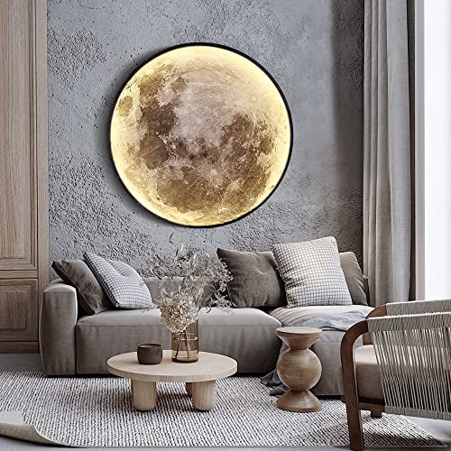 Dimmable Moon Wall Light 31.5 inch Wall Lights with Remote Control Plug-in Modern LED Wall Light, 40W Black Wall Lamp Indoor Wallmounted Ceiling Light Fixture for Hallway Bars Cafes KTV - size: 31.5 Inch