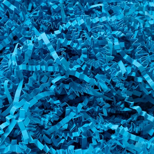 Wowxyz 1 LB Crinkle Cut Paper Shred Lake Blue Crinkle Shredded Paper for Gift Baskets - Gift Box Bag Filler - Confetti Stuffing for Birthday, Holiday Present Packaging Wrapping - color: Lake Blue