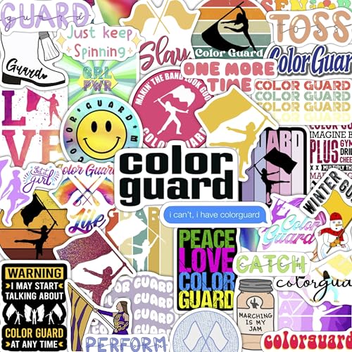 100Pcs Color Guard Stickers for Water Bottle and Laptop - Color Guard Party Supplies & Decorations, Waterproof Vinyl Decals, Marching Band and Flag Stickers, Gifts for Women & Men - color: Color Guard Stickers