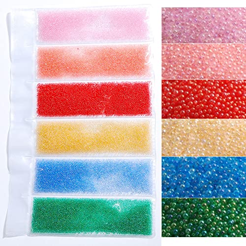 3D Nail Art Caviar Beads Micro Pixie Rhinestones Nail Decoration Mini Acrylic Beads Accessories 6 Colors - color: 6 Grids Green Red Pink Caviar