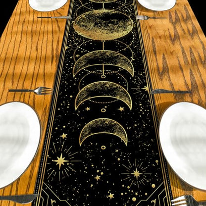 고딕 테이블 러너 Ouija 보드 테이블 커버 달 점성술 마녀 타로 신비로운 장식 천체 장식 홈 파티용 - size: 13 x 108 inch