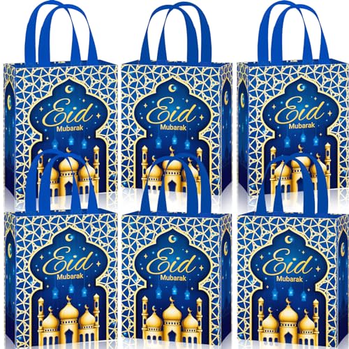 Eid Gift Bag with Handles Reusable Mubarak Treat Bag Non Woven Tote Bags for Ramadan Eid