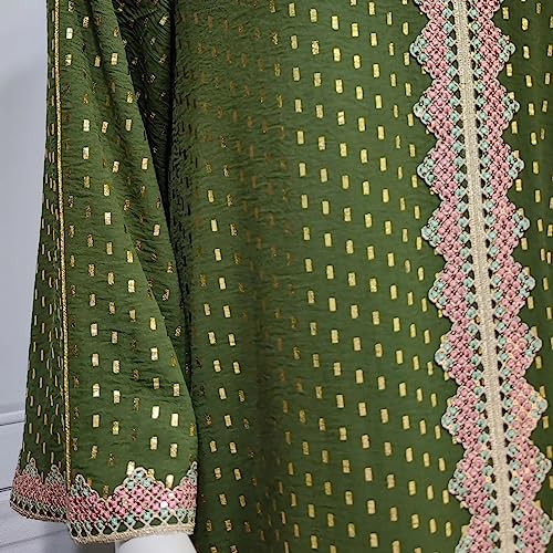 FPOVFPO Women's Muslim Abaya One-Piece V Neck Bronzing Dress Islamic Full Length Kaftan Daily Casual - color: Army Green, size: Medium