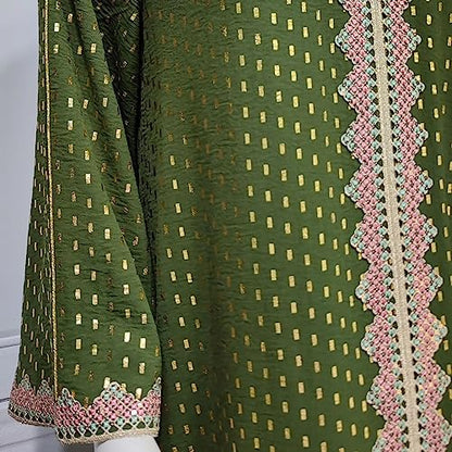 FPOVFPO Women's Muslim Abaya One-Piece V Neck Bronzing Dress Islamic Full Length Kaftan Daily Casual - color: Army Green, size: XX-Large