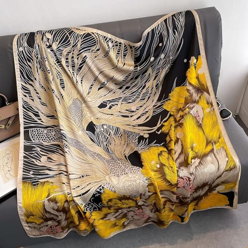 XL 43 Inch Extra Large Square Scarf Fashion Scarves Silk Feeling Hair Scarf Wrapping Scarfs Night Sleeping Headscarf - color: Ba1012