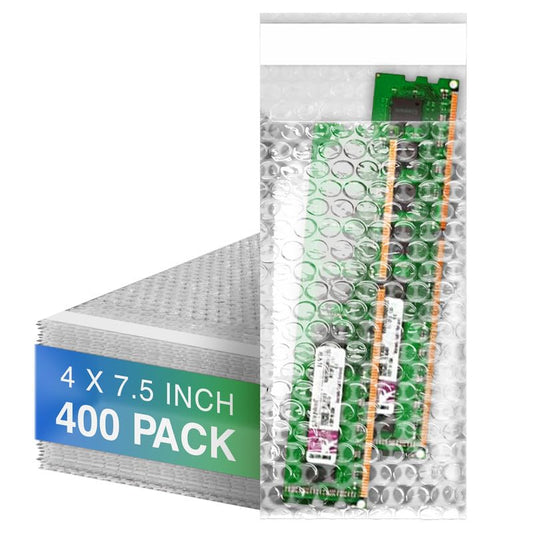 Shipping Bubble Bag, 4 x 7.5 Inches. 400 Pack Clear Bags for Packaging. Self Seal Bubble Pouches for Packing. Waterproof Polyethylene Storage Moving Bags. Packing Materials for Fragile Items - size: 4" x 7.5" / 400 Pack