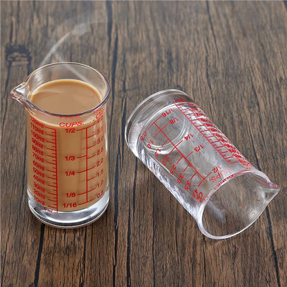Ackers 4oz Glass Measuring Cup – Shot Glass with Ounce,Ml,Cups Markings for Kitchen & Bar(Pack of 2) - color: Red(Pack of 2)