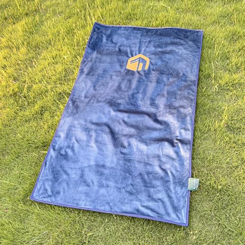 Muslim Travel Prayer Rug, German Velvet Hand-Embroidered Kaaba Mosque, Portable Foldable Islamic Prayer Mat for Travel (Blue) - color: Blue