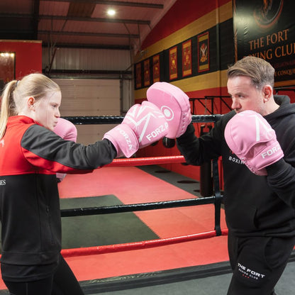 FORZA Boxing Focus Pads | Curved PU Leather Strike Mitts with Shock-Absorbing Foam – Premium Training Gear for Boxing, Kickboxing, and MMA - color: Pink