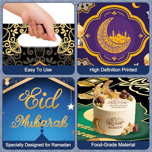 50 Pcs Ramadan Gift Bags with Handles - Eid Mubarak Goodie Bag, Ramadan Kareem Plastic Goody Candy Cookie Snack Treat Party Favor Bags Bulk for Islamic Muslim Eid Mubarak Party Supplies Favors,4 Style - color: Ramadan