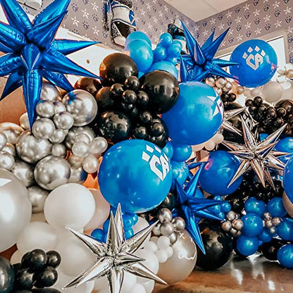 PartyWoo Royal Blue Star Spike Balloons 6pcs Explosion Foil Mylar Balloons - color: Blue - Royal Blue, size: 6 PCS - 27&22 Inch
