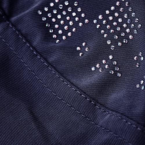 ZGMYC Women Shiny Rhinestones Muslim Hijab Elegant Long Turban Cap Head Wrap Scarf - color: Dark Blue