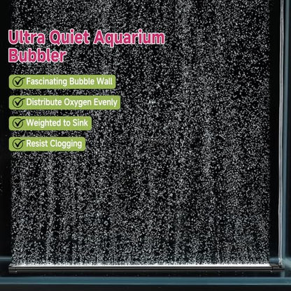 hygger Aquarium Bubble Curtain Wall, Quiet Fish Tank Air Stone with Accessories, High Dissolved Aquarium Bubbler Oxygen Diffuser Decoration for Freshwater & Saltwater - size: 29.5-IN Long