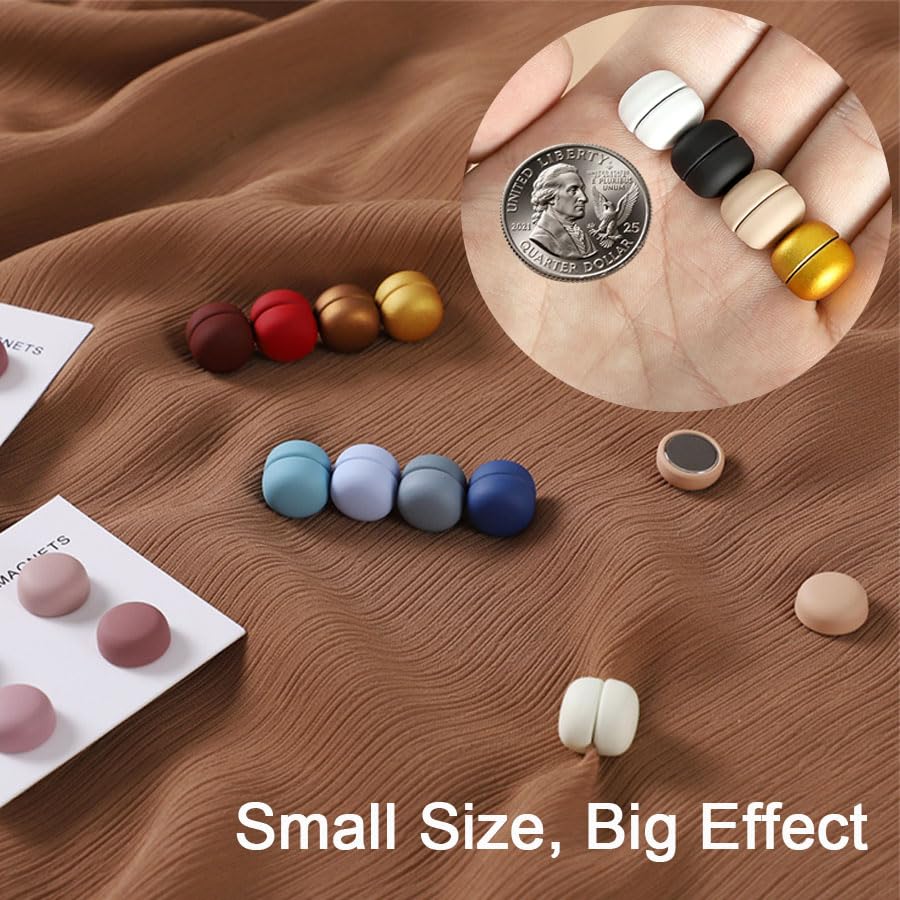 12 Pairs of Multi-Purpose Magnetic Pins, Strong Headband Magnetic Pins, Needleless Safety, Suitable for Women's Scarves, Shirts, Dresses, Clothes, Bags, Refrigerator Magnets (Matte, Glossy)