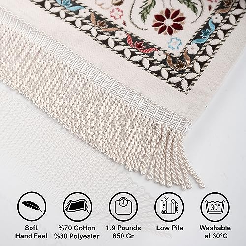 Muslim Prayer Mat, Portable Prayer Mat, Janamaz Prayer Rug, Thick Prayer Mats Muslim, Islam Prayer Rug, Sajadah for Prayer, Eid Gifts, Ramadan Box (White) - color: White