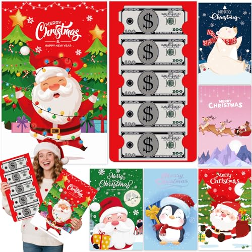 6 Pack Extra Large Christmas Envelope Money Holder Gifts with Cash Card Slots, 14x9 Inch Oversize Surprise Christmas Gift Cash Card Holders for Kids Adults, Fun Ways to Give Money Ideas - color: Red+Green+Pink+Blue+Light Red+Dark Blue Oversize Envelope(6