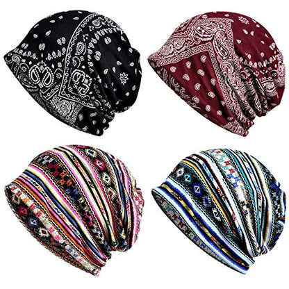 Cotton Slouchy Beanie Hip-Hop Soft Lightweight Running Beanie Adult Skull Hats Cap for Men Women - color: Multicolor2-4pk