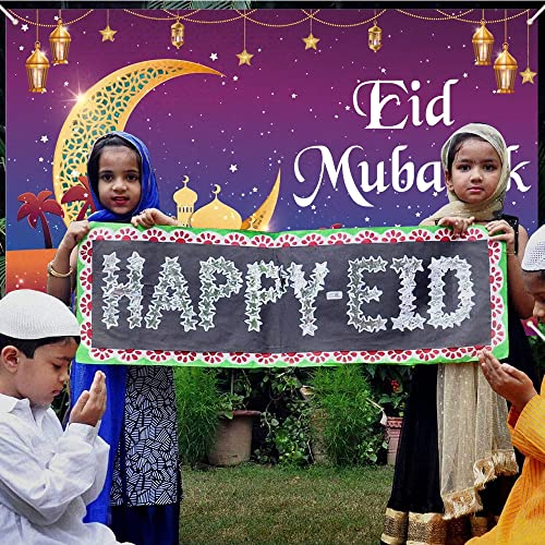 Eid Mubarak Photography Backdrop, Eid Mubarak Party Decorations, Ramadan Mubarak Backdrop Background for Islam Ramadan Party Supplies Banner Photo Booth Prop(6x3.6ft)