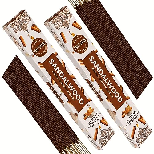 Sandalwood Incense Sticks - Incienso de Sándalo - Total 40 Insence-Sticks - Dual Pack of 20 Insense - Inciensos - Inscents - Natural Non Toxic Ingredients - Incents - Incence - Inscense - Insents - color: Sandalwood, size: Pack of 2 (40 Sticks)