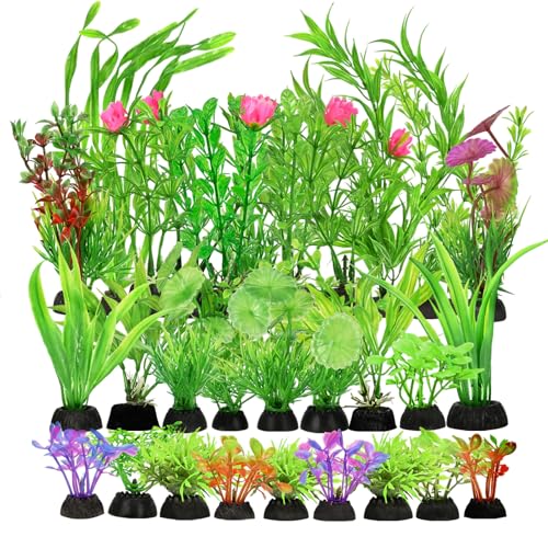 30Pcs Aquarium Plants, Green Fish Tank Plants, Artificial Aquarium Fish Tant Decor Plants, Plastic Water Grass Fish Tank Decorations