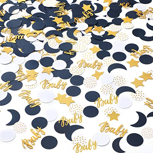 Minatee 400 Pcs Baby Shower Confetti Decorations Table Confetti Dots Gender Reveal Wedding Decor(Beautiful Color,Moon Star Style) - style: Moon Star Style