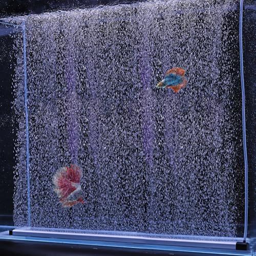 hygger Aquarium Bubble Strip, Nano Air Bubble Curtain Wall Aquarium, Quiet High Dissolved Oxygen Diffuser Fish Tank Bubbler Decorations Self-Sinking for Freshwater Saltwater (27.5 Inch) - size: 27.5 Inch