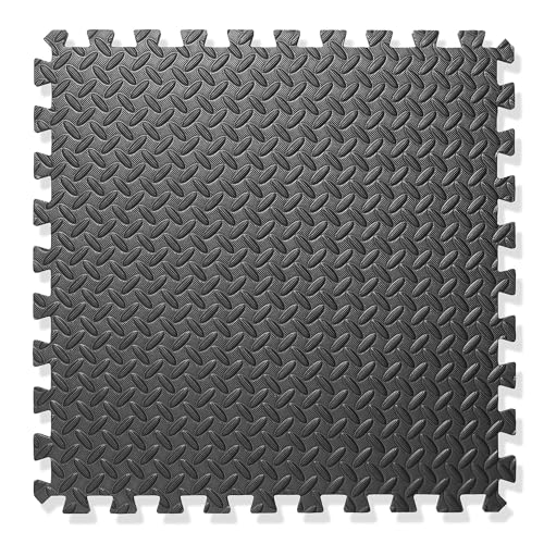 Philosophy Gym Pack of 6 Exercise Flooring Mats - 24 x 24 Inch Foam Rubber Interlocking Puzzle Floor Tiles - Black - color: 24 Sq Ft, 1/2" Thick - Black