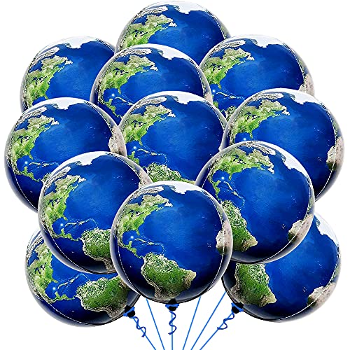 KatchOn, Globe Balloons Set - 22 Inch, Pack of 12 | World Balloons for Around the World Party Decorations | Earth Balloon for Earth Day Decorations, Environment Decorations | Travel Theme Party - color: Earth