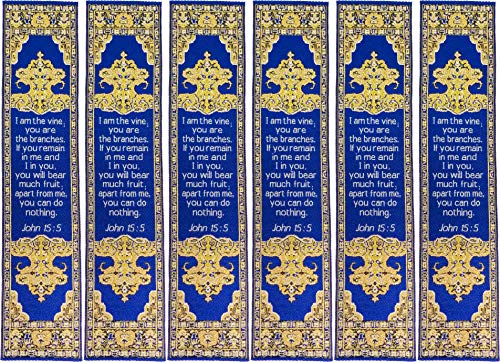 Abide in Me, Bulk Pack of 6 Woven Fabric Christian Bookmarks, Silky Soft John 15:5 Flexible Bookmarker for Novels Books and Bibles, Religious Memory Verse Gift - color: Abide in Me, size: 6 Pack