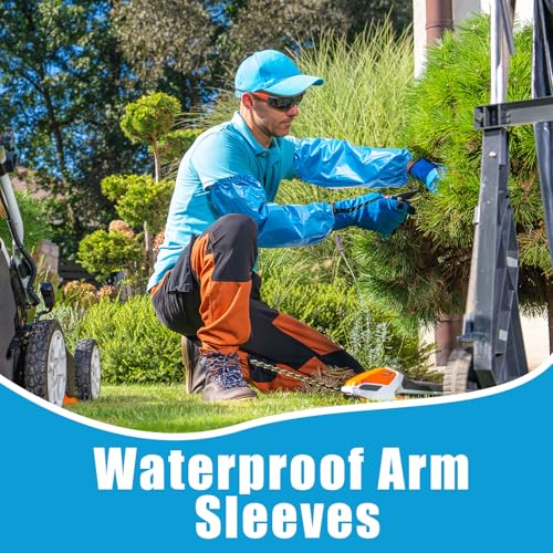 Yzurbu 2 Pairs Arm Sleeves Covers, Soft Waterproof Oil-proof Sleeves Protector for Arm with Elastic on Cuffs - color: Blue - 2 Pairs