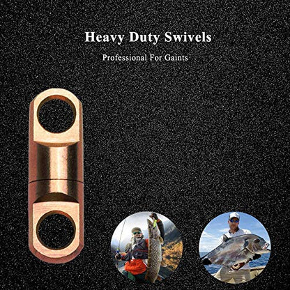 AMYSPORTS High Strength Fishing Bearing Swivels Stainless Fishing Swivel Connectors Copper Barrel Swivels for Saltwater Fishing Freshwater Fishing - size: Size12 (1800lb) 5 pcs