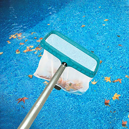 Pool Skimmer Leaf Rake Net, Fine Mesh Deep Nylon Bag (Not Pole) | 17.5" Double Layer Pool Nets, Weight Tab, Swimming Cleaning Tools for Removing Inground & Above Ground Pool Leaves, Debris - size: Pool Rake