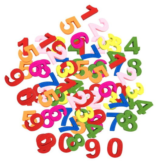VILLCASE Wood Arabic Numbers Chips 100pcs 0.59 in Wooden Number Embellishments for Scrapbooking Card Making Puzzle Games Party Decoration Classroom Crafts