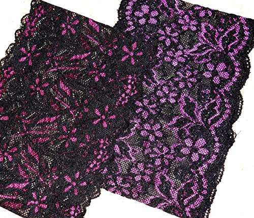 Zaffron Women's Lace Under Hijab Headband Black with Hot Pink Details - color: Black With Hot Pink