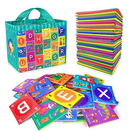 Alphabet Flash Cards for Toddlers, 26Pcs Baby Soft Letter Flash Cards