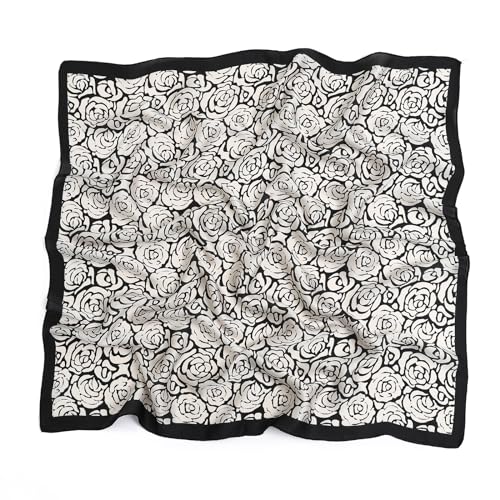 STARWHISPER 27" Square Head Scarf for Women Silk Feeling Satin Scarf Women Fashion Silk Scarf for Wrapping Hair - color: Rose World