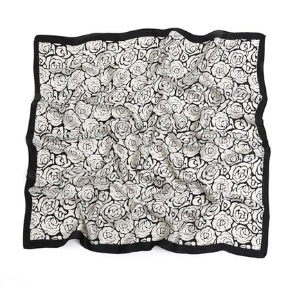 STARWHISPER 27" Square Head Scarf for Women Silk Feeling Satin Scarf Women Fashion Silk Scarf for Wrapping Hair - color: Rose World