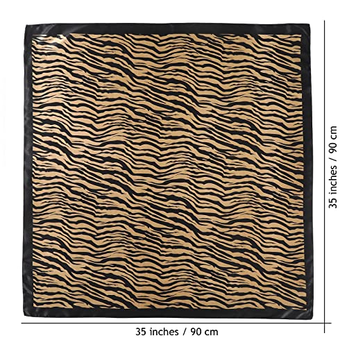 AWAYTR 35” Large Satin Square Head Scarf - 2Pcs Silk Like Floral Head Scarves Square Satin Hair Scarf Bandanas for Women - color: Stripe Printing