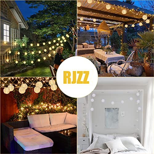 RJZZ Lantern String Lights White Lantern Lights 9.4Ft Nylon Lanterns with Lights Battery Operated 10 Count String Lights Indoor Outdoor Hanging Lights for Bedroom, Nursery, Patio, Party, Wedding - color: White