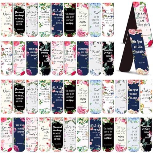 Zonon 48 Pcs Floral Bible Verse Magnetic Christian Bookmarks for Women - style: Elegant Style
