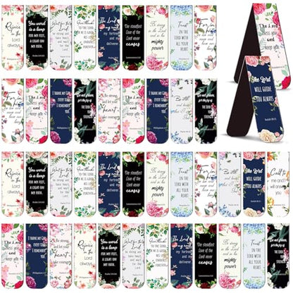 Zonon 48 Pcs Floral Bible Verse Magnetic Christian Bookmarks for Women - style: Elegant Style