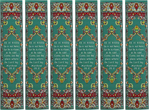He is Risen, Bulk Pack of 6 Woven Fabric Christian Easter Bookmarks, Silky Soft Matthew 28:6 Flexible Bookmarker for Novels Books and Bibles, Traditional Turkish Woven Design, Memory Verse Gift - color: He is Risen, size: 6 Pack